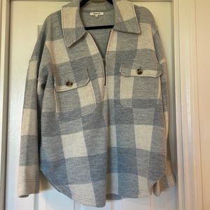 Madewell gingham half-zip sweater